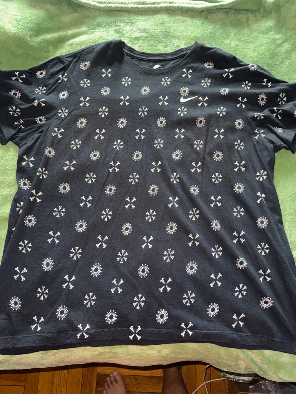 Nike Black Tee with White Multi-Swoosh Design